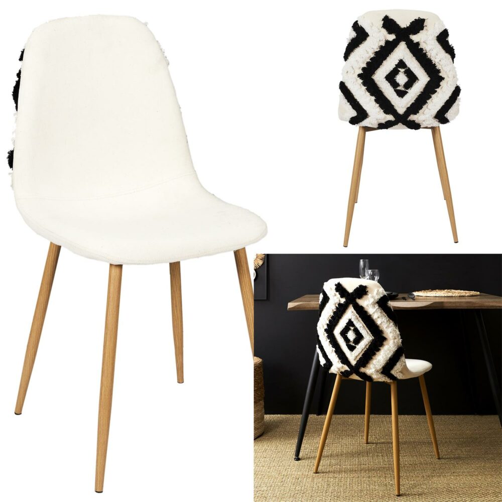 LAGOS Chaise avec des pieds imitation bois - Beige / Noir – Image 2
