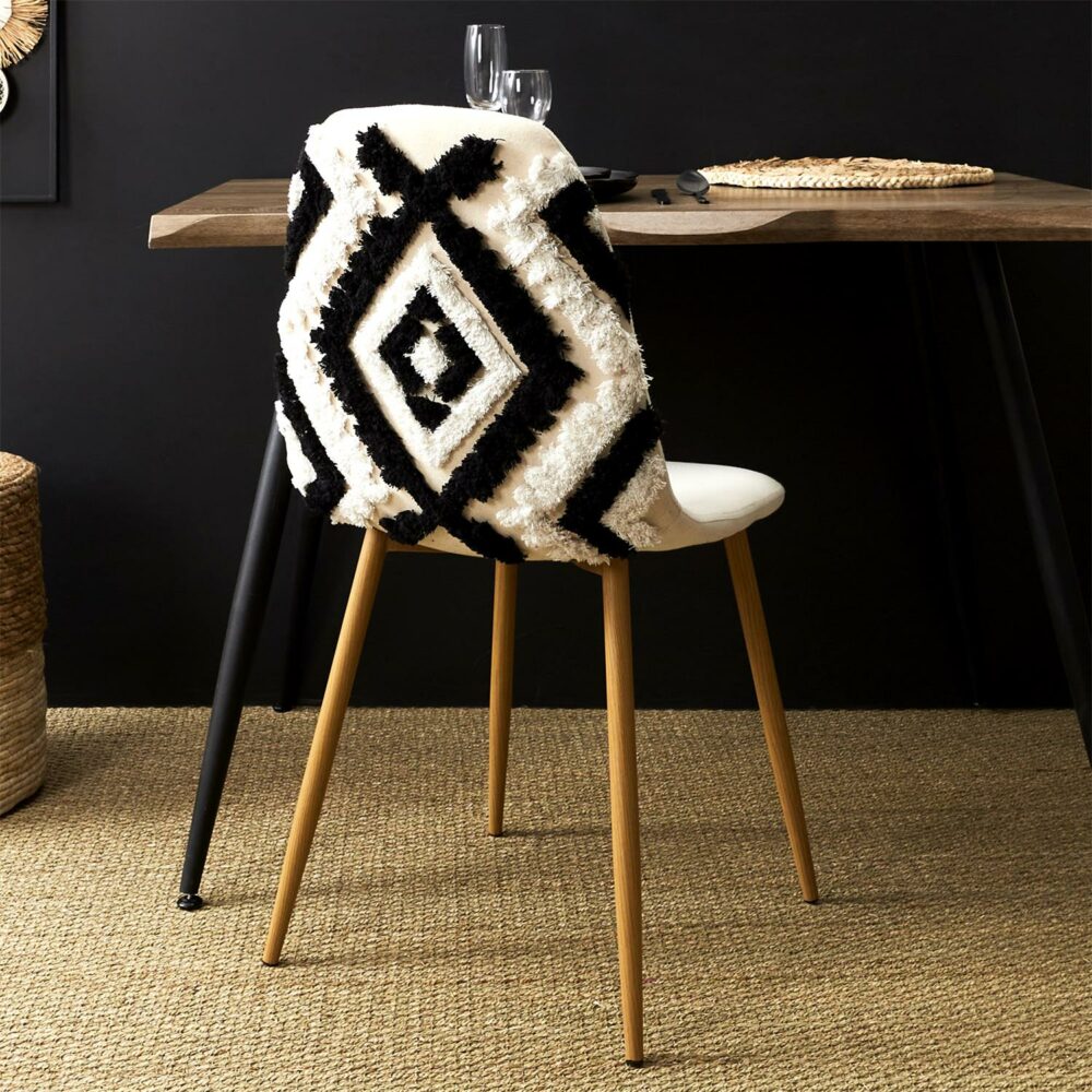 LAGOS Chaise avec des pieds imitation bois - Beige / Noir
