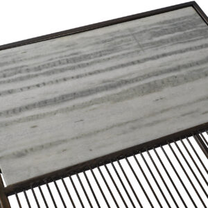 Alternative view of Table café carré en métal et marbre 66x66x39 cm