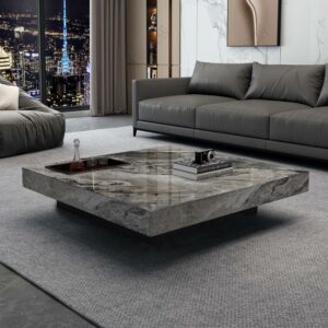 Alternative view of ACYL Table basse carrée en pierre frittée 100 x 100 cm - Gris