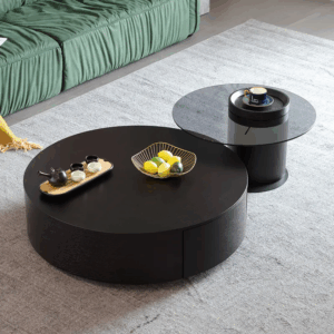 Alternative view of CANGGU Set de 2 tables basses de lux en bois  90 / 50 cm avec 1 tiroir - Marron foncé